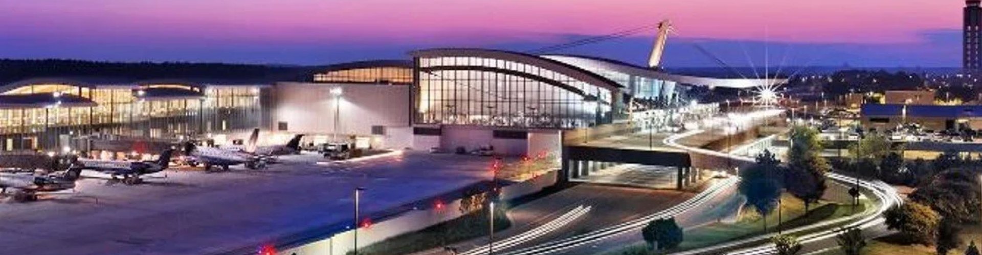 Sunset over Orlando Sanford International Airport surroundings