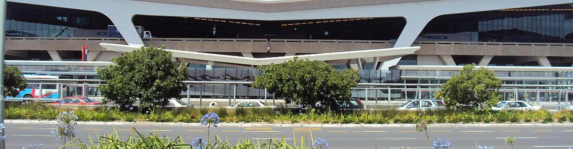 Hotel shuttle waiting outside Cape Town Airport, ZA