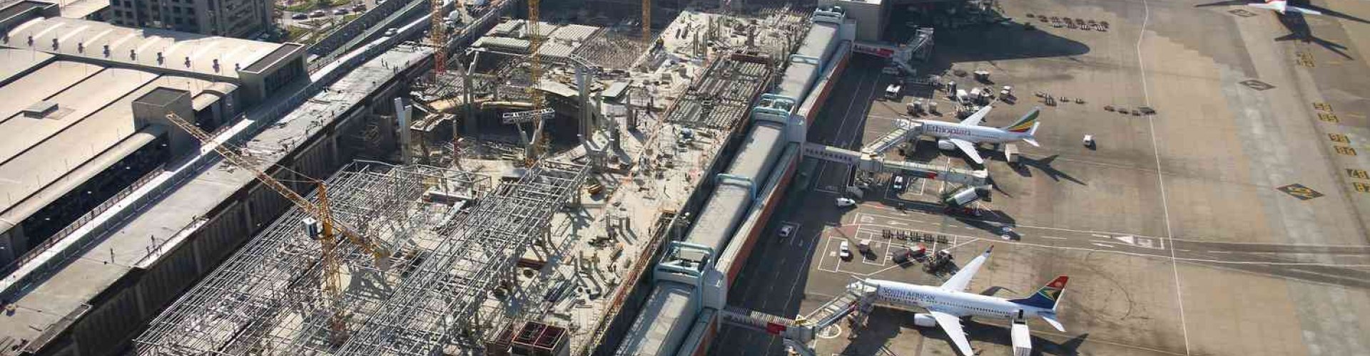 Sunset view over O. R. Tambo Airport vicinity