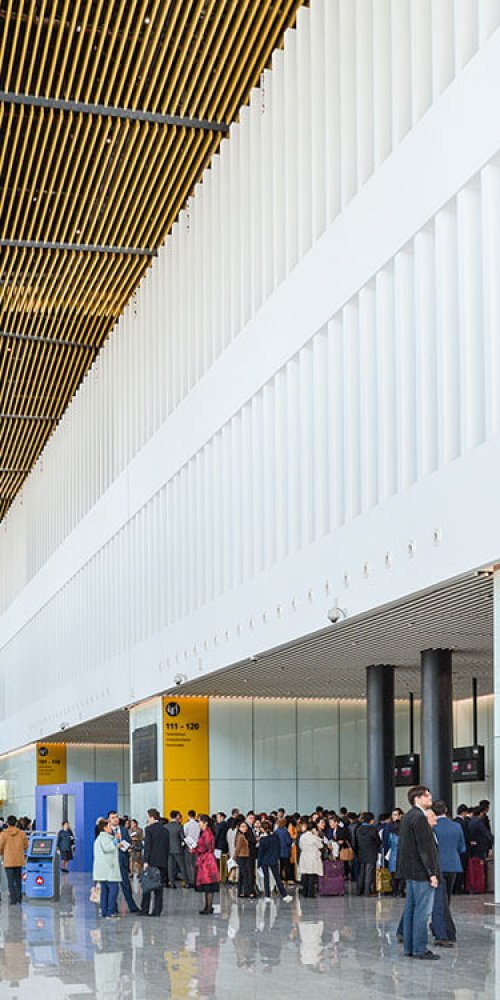 Traveller using hotel shuttle at Astana Airport